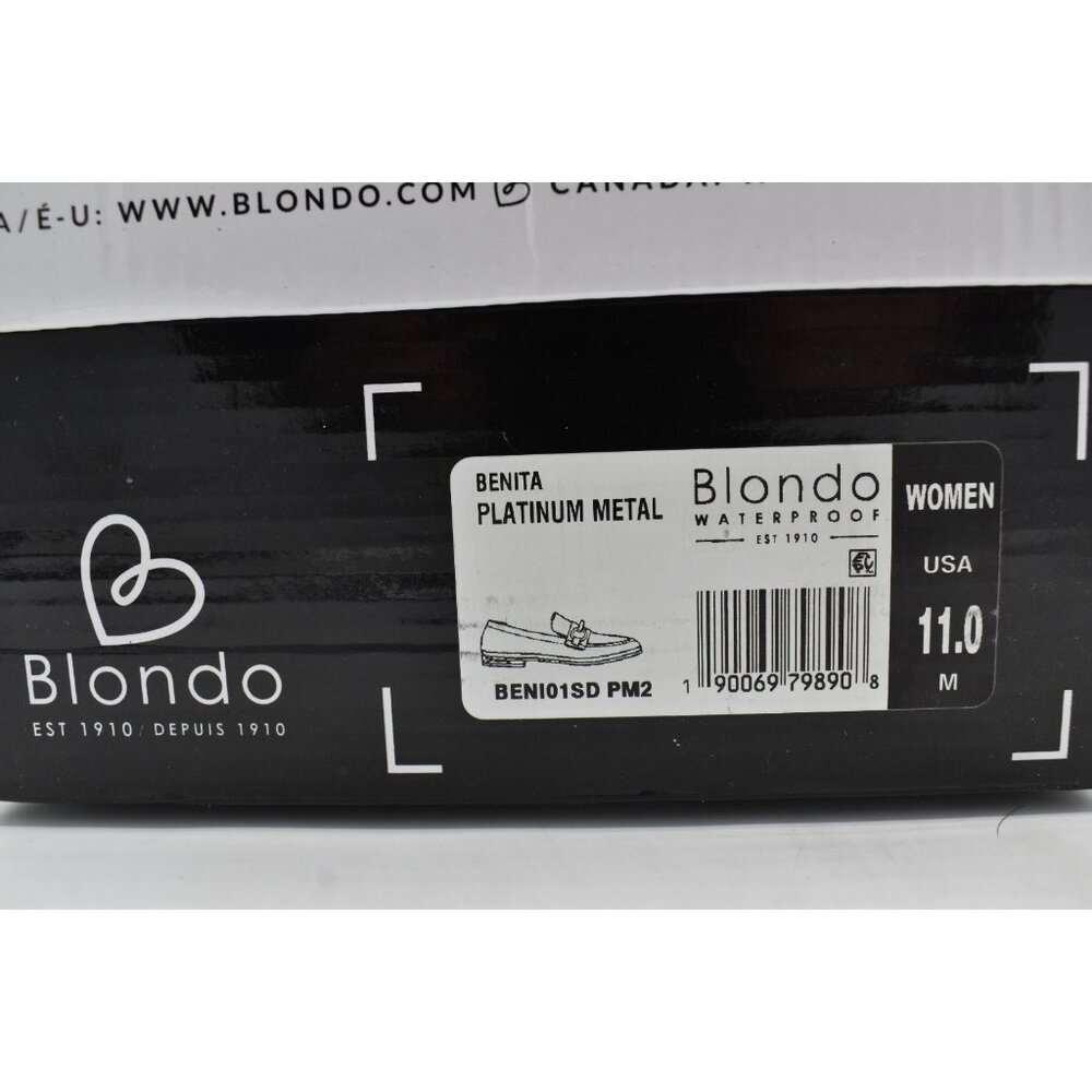 Blondo Women Size 11 Benita Platinum Metallic Leather WP Slip On Loafers Shoes - Picture 11 of 11